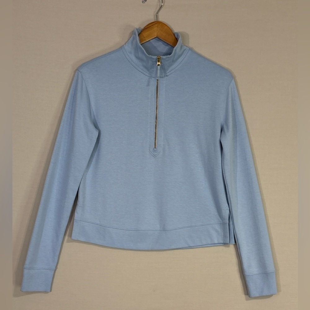 LAKE XS Light Blue Half Zip Mock Neck Sweatshirt NWT